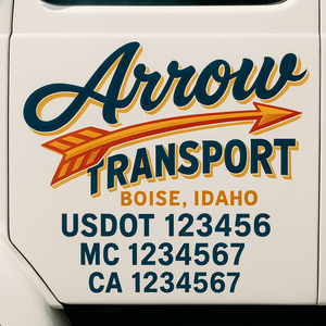 Truck Door Decal Sticker Lettering With USDOT, MC, CA, KYU, GVW & More | Custom Truck Door Decal Sticker Signs (Set of 2)