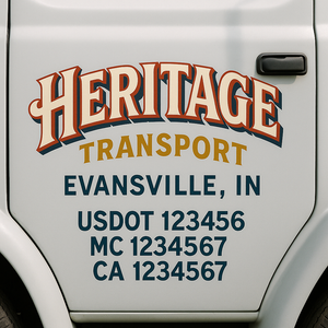 Truck Door Decal Sticker Lettering With USDOT, MC, CA, KYU, GVW & More | Custom Truck Door Decal Sticker Signs (Set of 2)