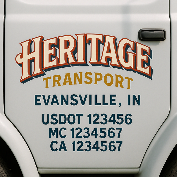 Truck Door Decal Sticker Lettering With USDOT, MC, CA, KYU, GVW & More | Custom Truck Door Decal Sticker Signs (Set of 2)