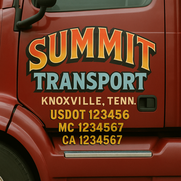 Truck Door Decal Sticker Lettering With USDOT, MC, CA, KYU, GVW & More | Custom Truck Door Decal Sticker Signs (Set of 2)
