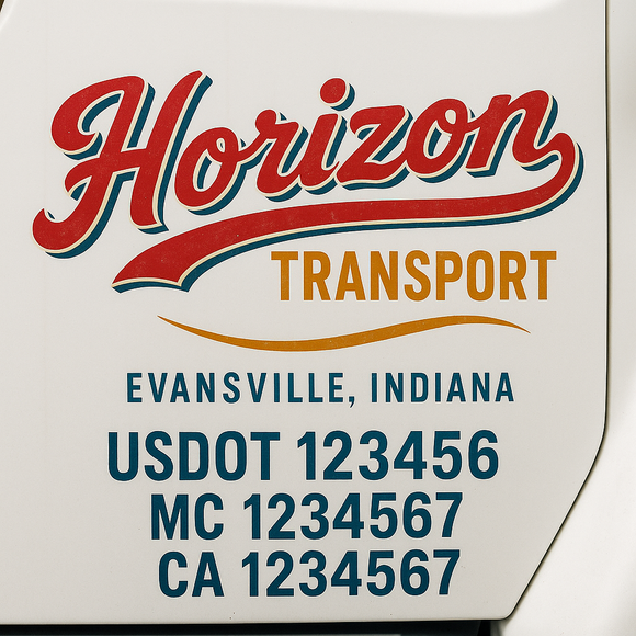 Truck Door Decal Sticker Lettering With USDOT, MC, CA, KYU, GVW & More | Custom Truck Door Decal Sticker Signs (Set of 2)