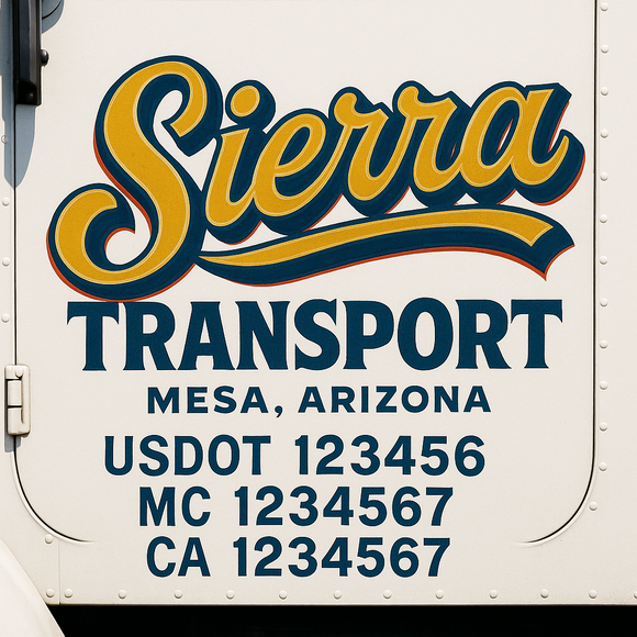 Truck Door Decal Sticker Lettering With USDOT, MC, CA, KYU, GVW & More | Custom Truck Door Decal Sticker Signs (Set of 2)