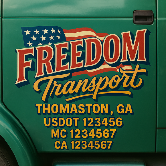 Truck Door Decal Sticker Lettering With USDOT, MC, CA, KYU, GVW & More | Custom Truck Door Decal Sticker Signs (Set of 2)