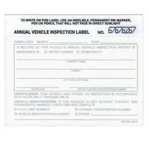 Annual Vehicle Inspection Label Sticker Decal