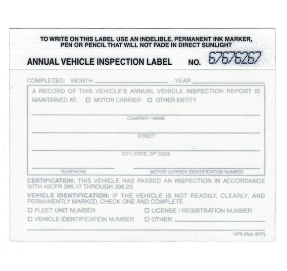 Annual Vehicle Inspection Label Sticker Decal