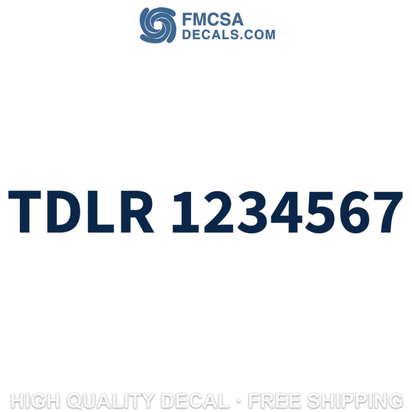 TDLR Number Decal Sticker Sign (Set of 2)