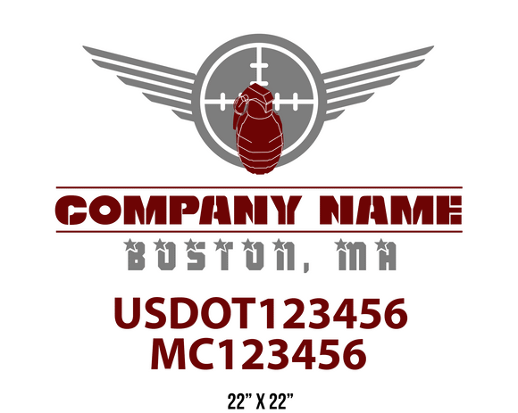 company name truck decal military and usdot mc 