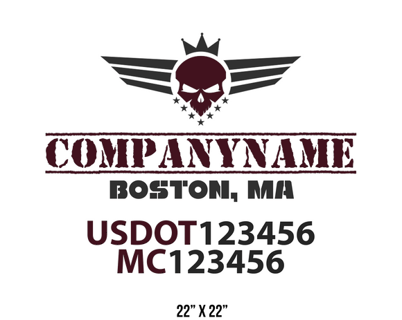 company name truck decal military and usdot mc 