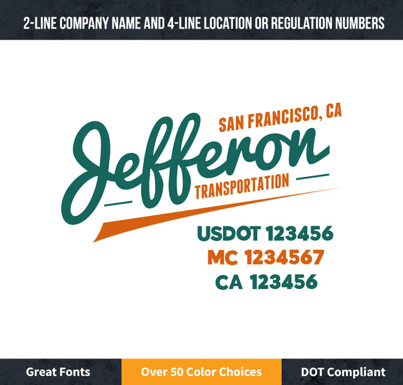 transport company name door decal usdot mc ca