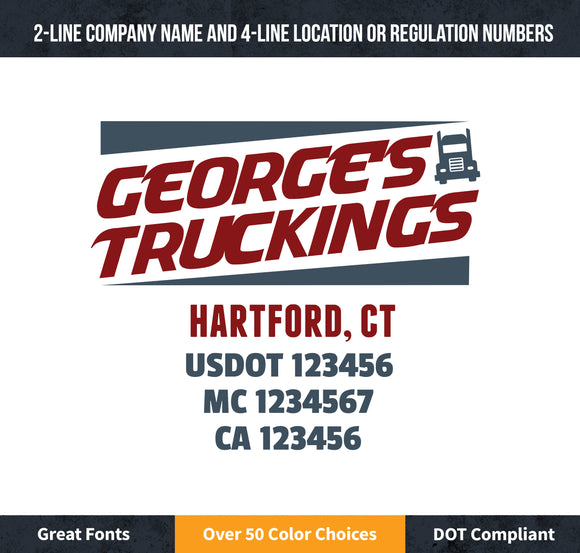 trucking business name with usdot mc ca lettering