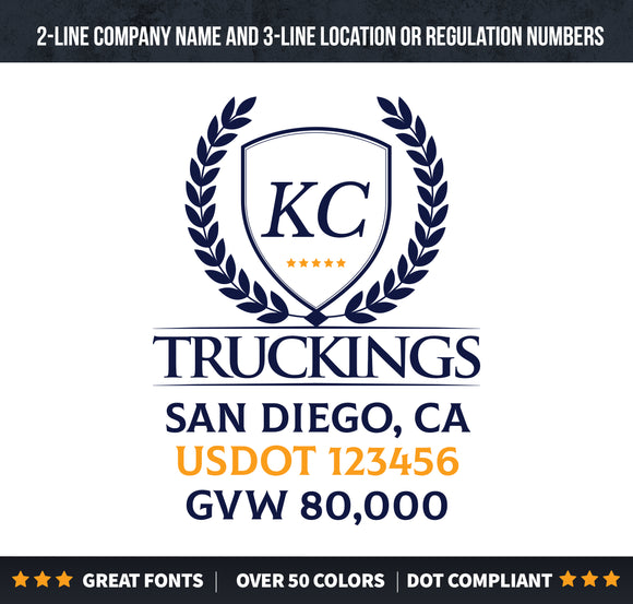transport business name decal with location usdot gvw lettering