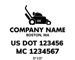company name truck decal lawn care landscaping and usdot mc 