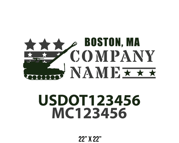 company name truck decal military and usdot mc 