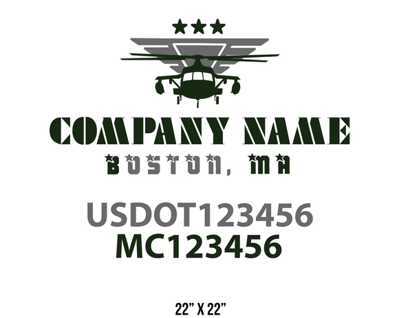 company name truck decal military and usdot mc 