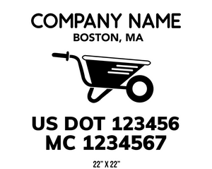 company name truck decal lawn care landscaping and usdot mc 