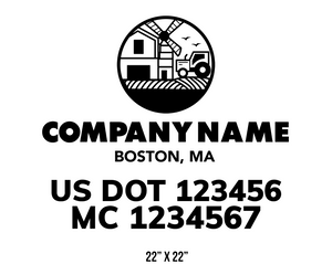 company name truck decal lawn care landscaping and usdot mc 