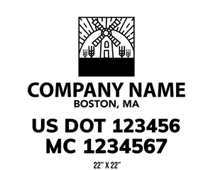 company name truck decal lawn care landscaping and usdot mc 