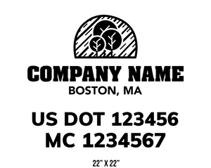 company name truck decal lawn care landscaping and usdot mc 