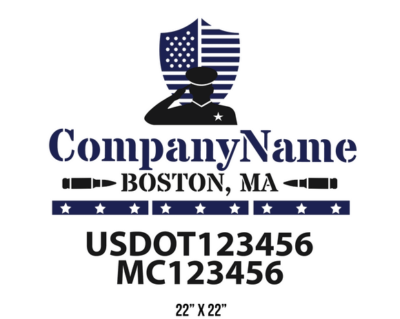 company name truck decal military and usdot mc 