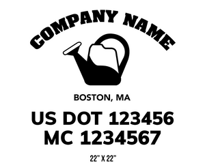 company name truck decal lawn care landscaping and usdot mc 