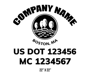 company name truck decal lawn care landscaping and usdot mc 