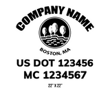 company name truck decal lawn care landscaping and usdot mc 