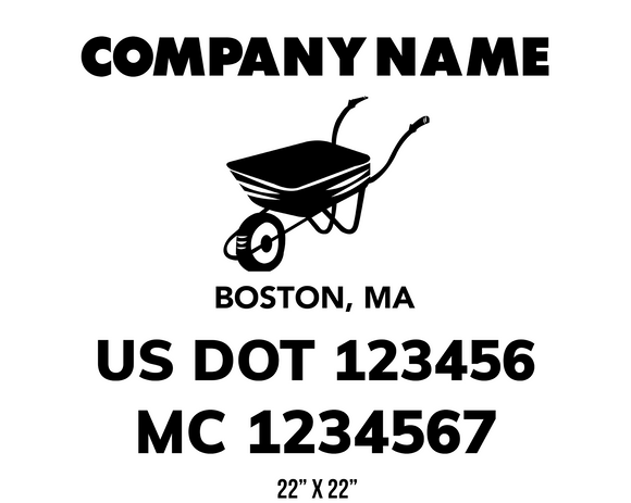 company name truck decal lawn care landscaping and usdot mc 