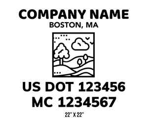 company name truck decal lawn care landscaping and usdot mc 