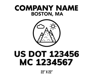 company name truck decal lawn care landscaping and usdot mc 