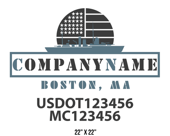 company name truck decal military and usdot mc 