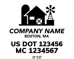 company name truck decal lawn care landscaping and usdot mc 
