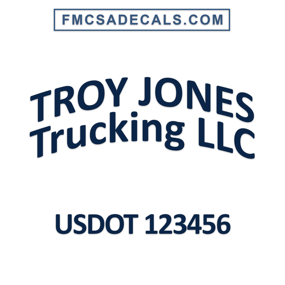 double arched company name decal with usdot number