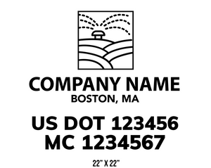 company name truck decal lawn care landscaping and usdot mc 