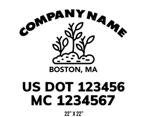 company name truck decal lawn care landscaping and usdot mc 