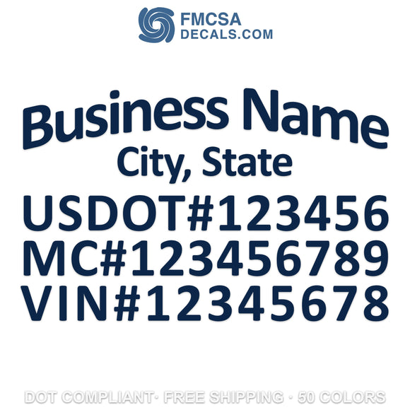 business name, city, usdot mc vin number decal