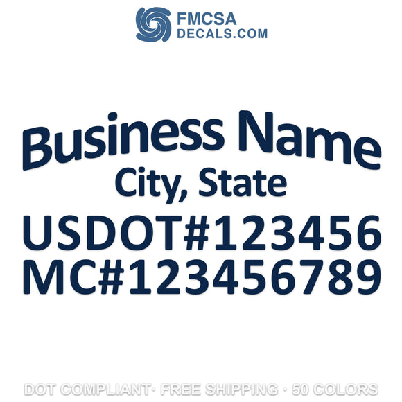 arched business trucking name with usdot and mc decal