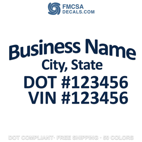 business name with city dot and number decal sticker