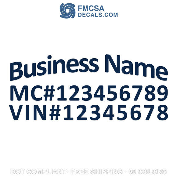 business name with mc & vin number decal