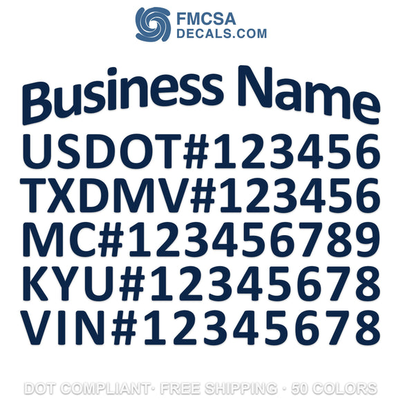 business name usdot txdmv mc kyu vin number decal sticker