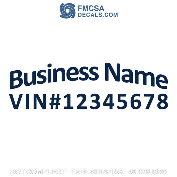 arched business name with vin number decal
