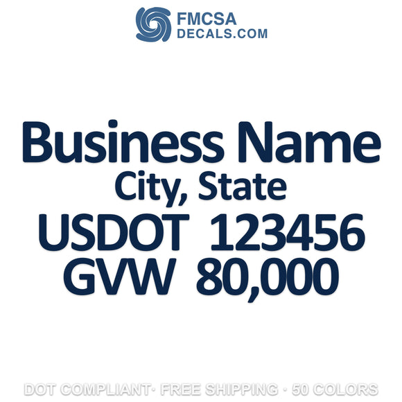 business name with usdot & gvw decal sticker