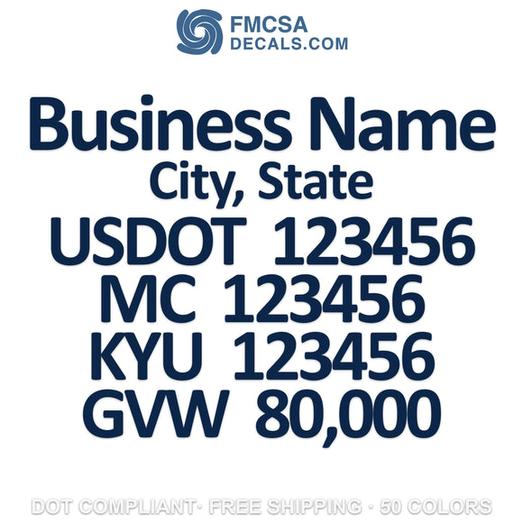 business name usdot mc kyu gvw truck door decal vinyl lettering