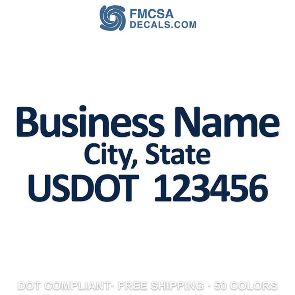 business name, city & dot number decal sticker