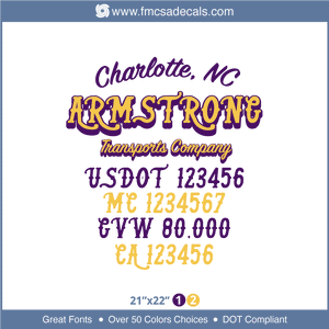 Company Name, Truck Door Decal, Location, USDOT, MC, GVW, CA