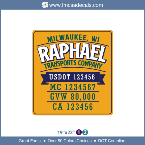 Company Name, Truck Door Decal, Location, USDOT, MC, GVW, CA