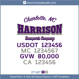 Truck Door Decal, Company Name, Location, USDOT, MC, GVW, CA