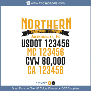 Truck Door Decal, Company Name, Location, USDOT, MC, GVW, CA
