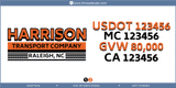 Truck Door Decal, Company Name, Location, USDOT, MC, GVW, CA