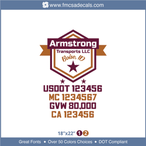 Company Name, Truck Door Decal, Location, USDOT, MC, GVW, CA