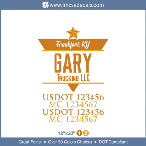 Company Name, Truck Door Decal, Location, USDOT, MC, GVW, CA